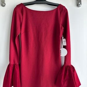 Staud Red Bell Sleeve Dress size S NWT